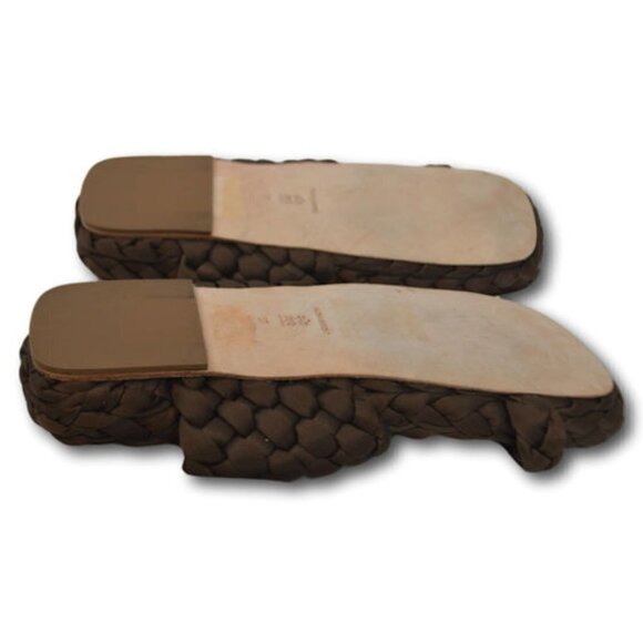 Paloma Barcelo Braided Satin Sandals Brown Sz 37 / 6 MSRP $338 Slip-On Toe - Picture 5 of 6